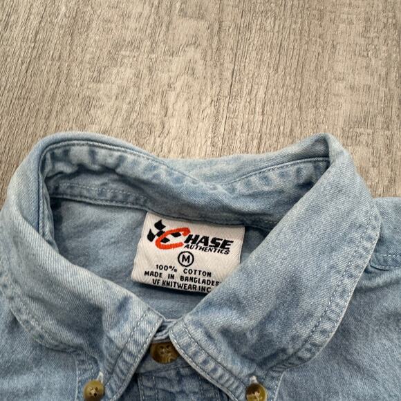 Vintage Chase Authentics Jeff Gordon Denim Shirt Men's Medium Blue Jean Nascar - Picture 5 of 8